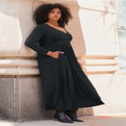 Faux Wrap Flare Maxi Dress image number null
