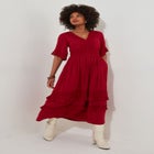 Crochet Trim Boho Midi Dress image number null