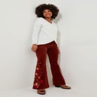 Embroidered Corduroy Flare Trouser image number null