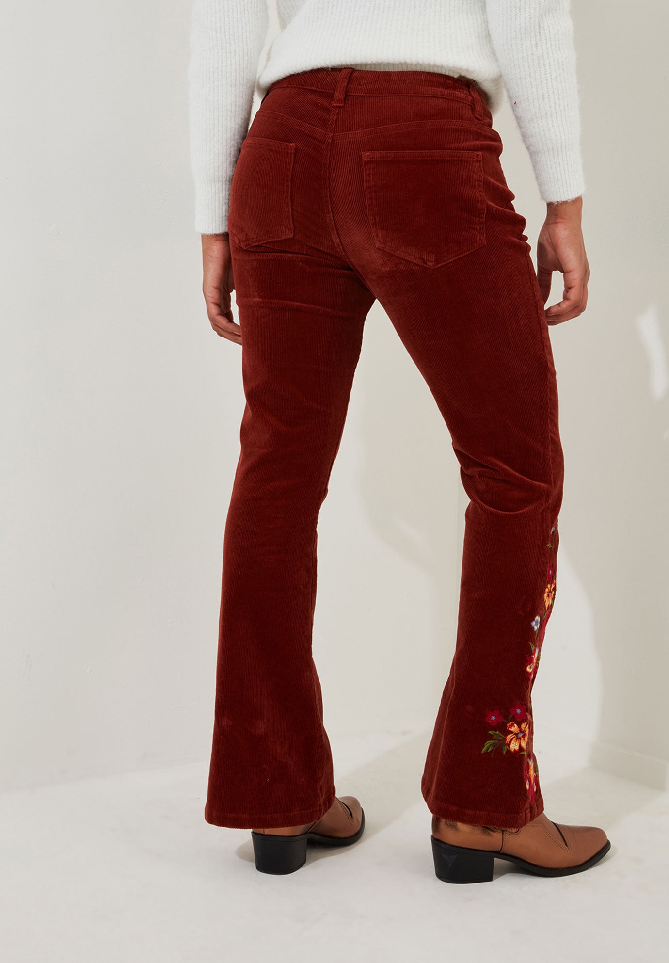 Embroidered Corduroy Flare Trouser image number 2