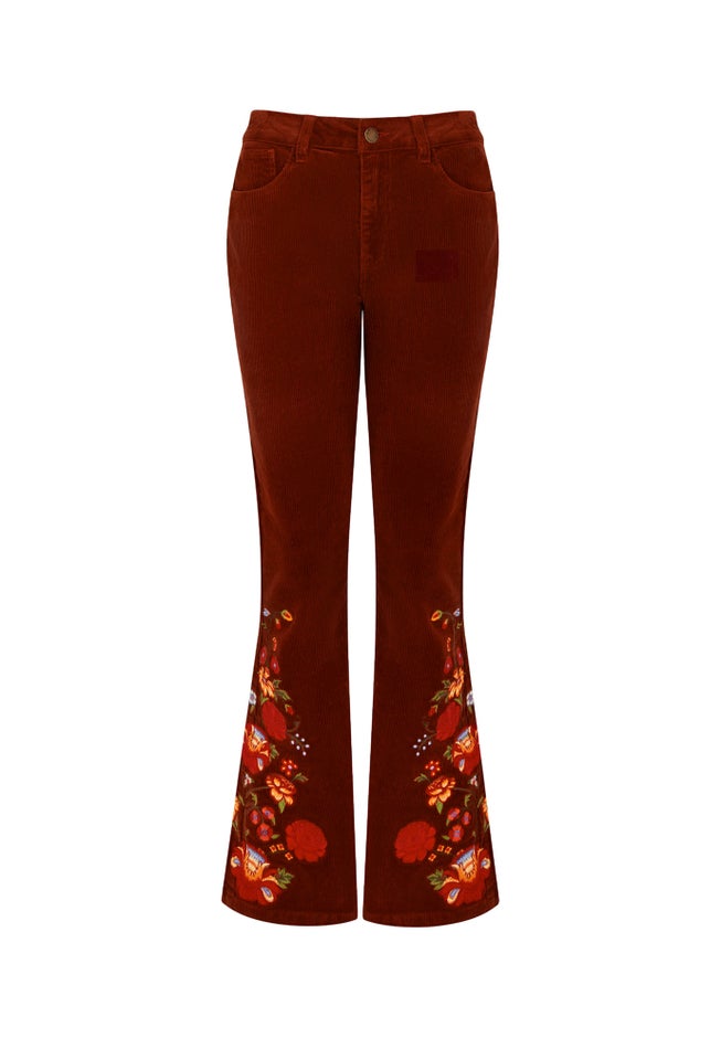 Embroidered Corduroy Flare Trouser image number 4