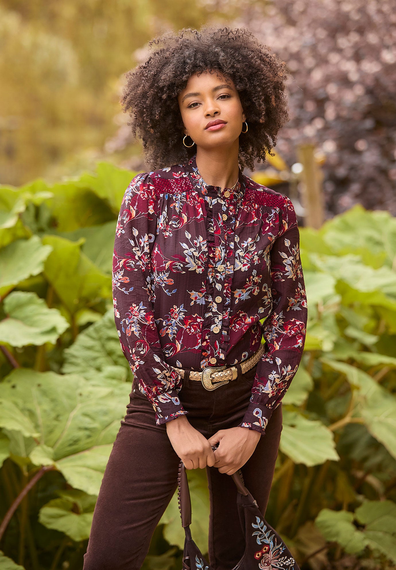 Sheer Button Front Blouse image number 0