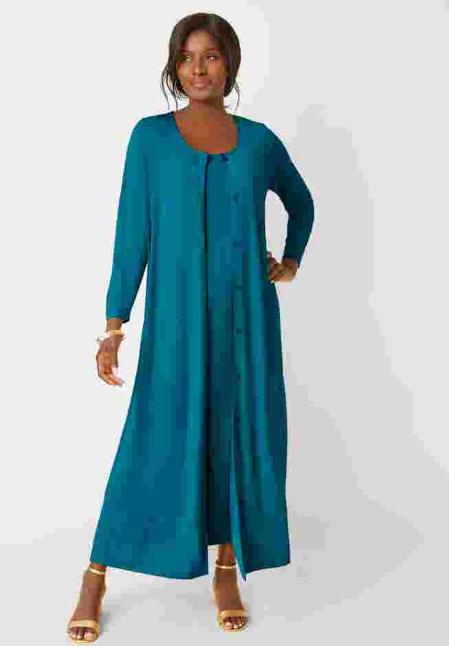 2-Piece Stretch Knit Duster Set image number 0