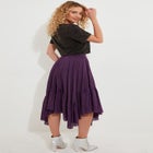 Handkerchief Hem Crinkle Midi Skirt image number null