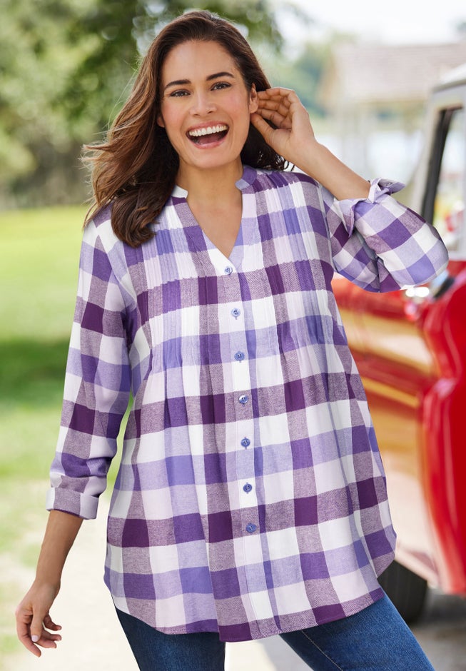 Pintucked Flannel Shirt image number 6