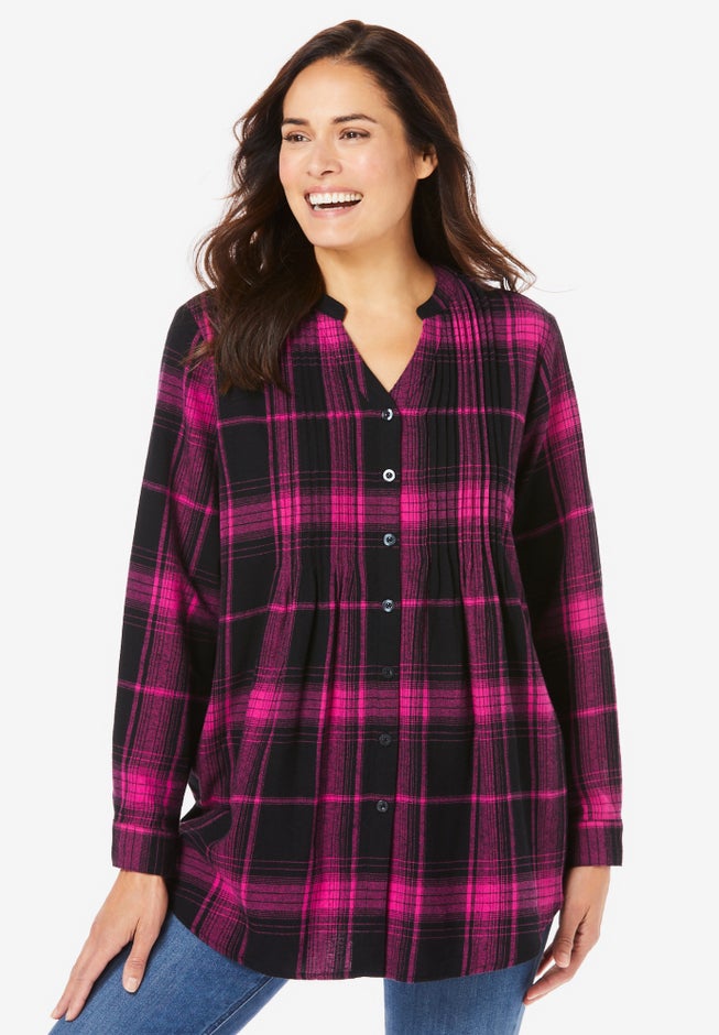 Pintucked Flannel Shirt image number 5