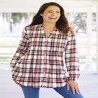 Pintucked Flannel Shirt image number null