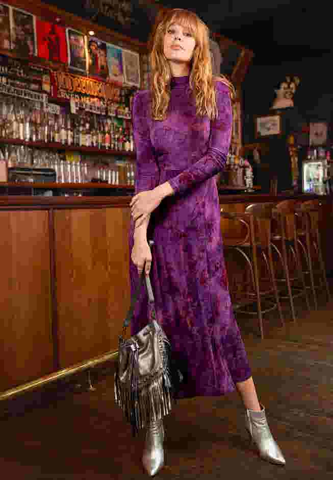 Mockneck Burnout Midi Dress image number 0
