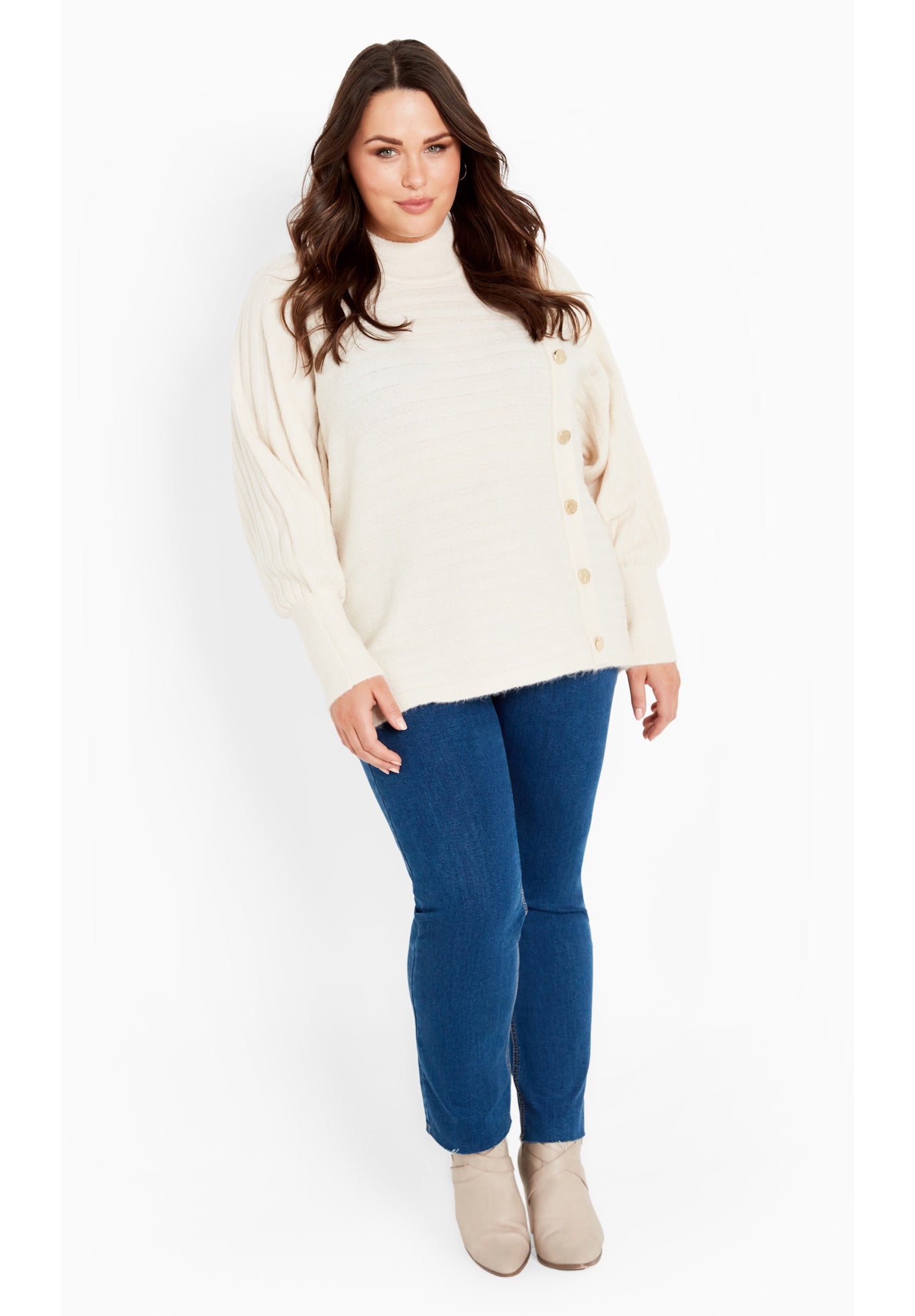 Beata Asymmetrical Button Knit Sweater image number 2