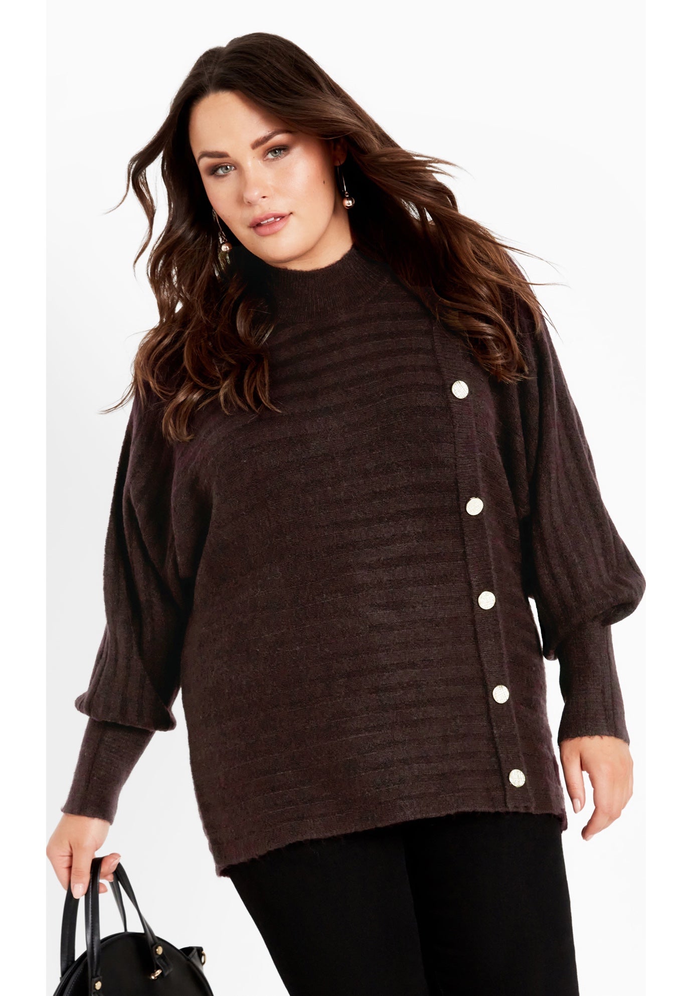 Beata Asymmetrical Button Knit Sweater image number 0