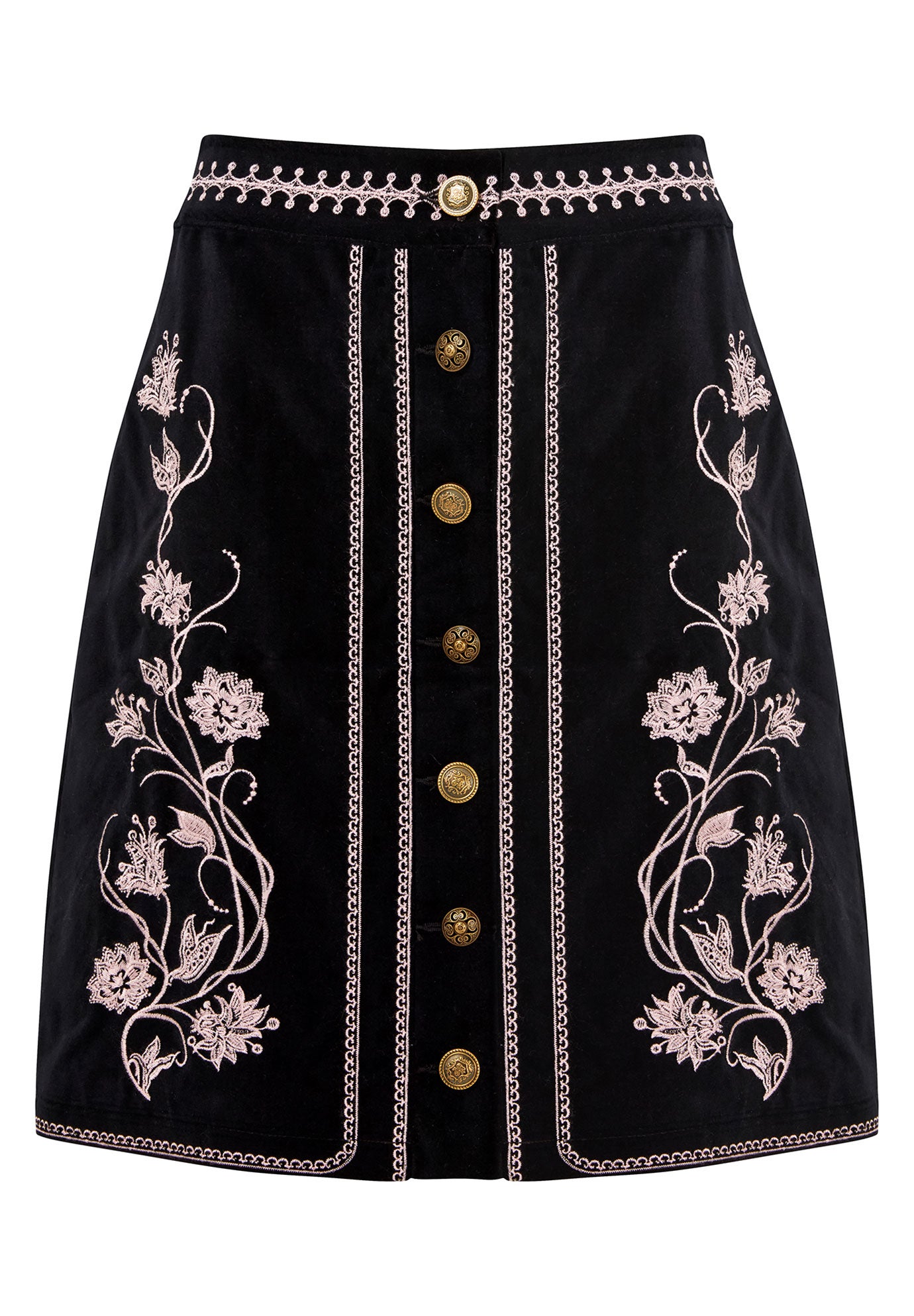 Embroidered Moleskin Skirt image number 3