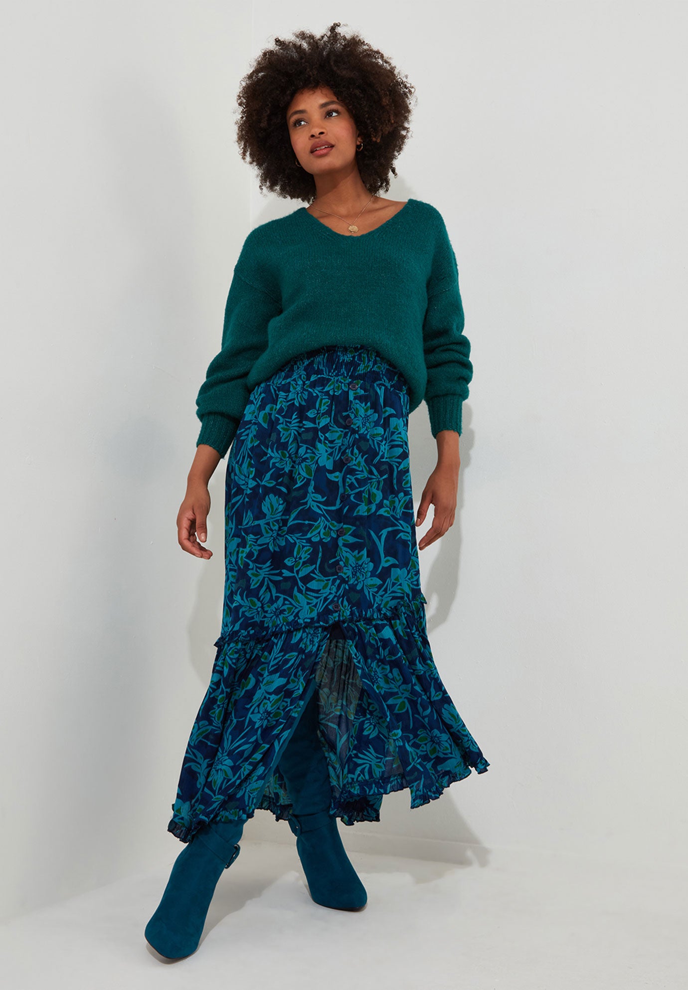 Crinkle Ruffle Maxi Skirt image number 2