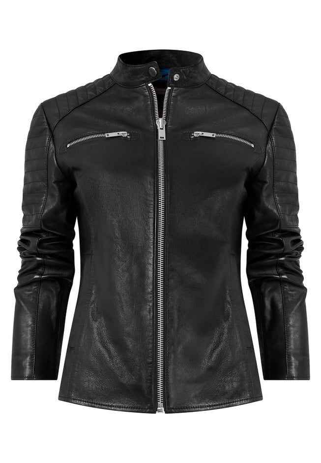 Leather Zip Biker Jacket image number null