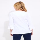 Stretch Cotton Bell Sleeve Henley image number null