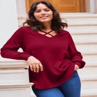 Knit Crepe Criss-Cross Top image number 1