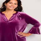 Split Neck Bell Sleeve Top image number 3