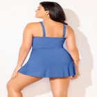 Lightweight Faux Wrap Petal-Hem Swimdress image number null