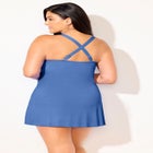 Lightweight Faux Wrap Petal-Hem Swimdress image number null