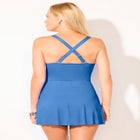 Lightweight Faux Wrap Petal-Hem Swimdress image number null