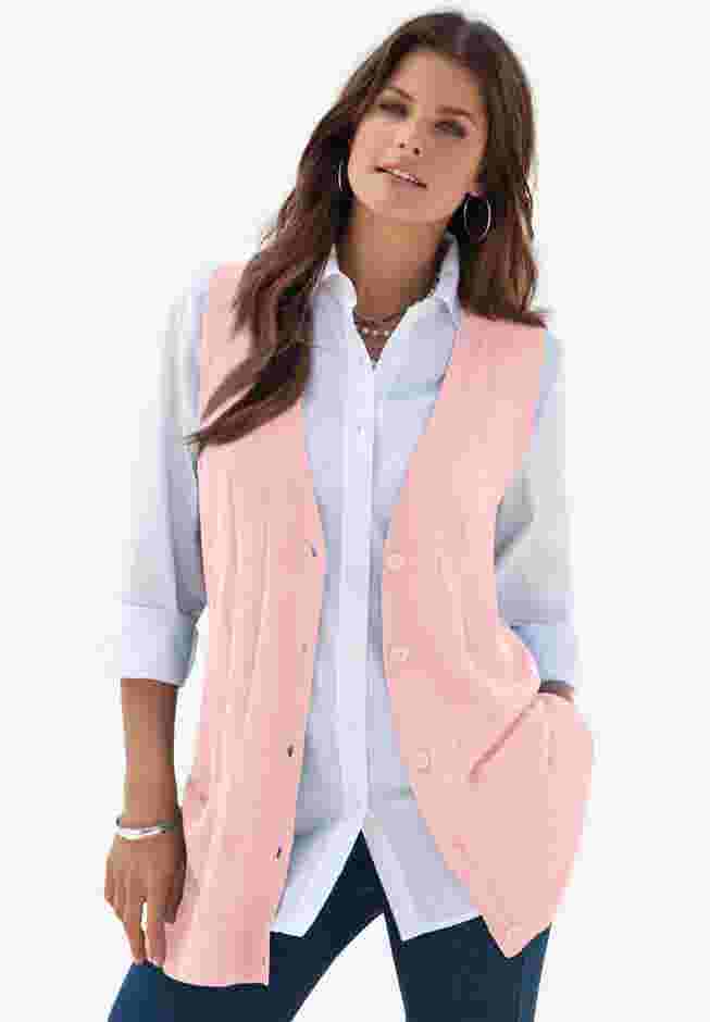 Plus Size Drop Needle Vest Lightweight Sweater Knit image number 0