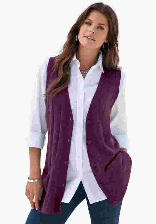 Fine Gauge Drop Needle Sweater Vest image number 0