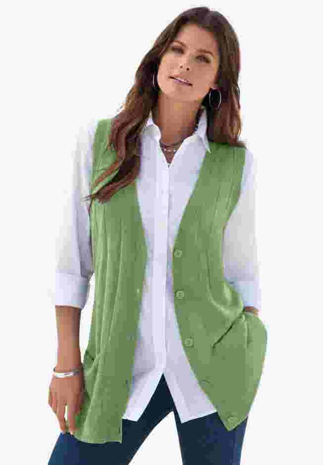 Fine Gauge Drop Needle Sweater Vest image number 0