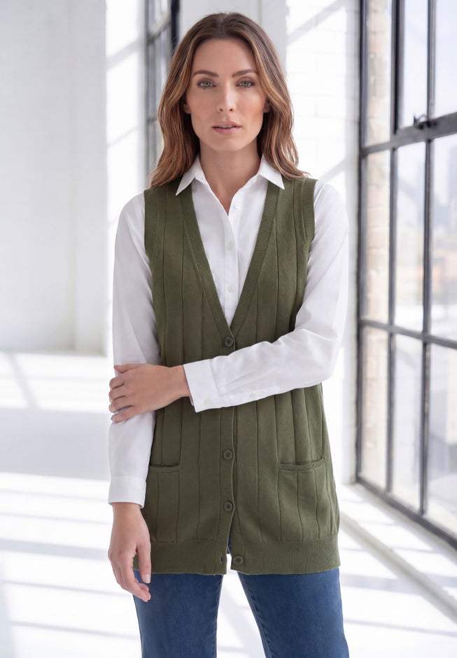Plus Size Drop Needle Vest Lightweight Sweater Knit image number 1