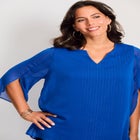 Lurex Stripe Tulip Sleeve Blouse image number 3