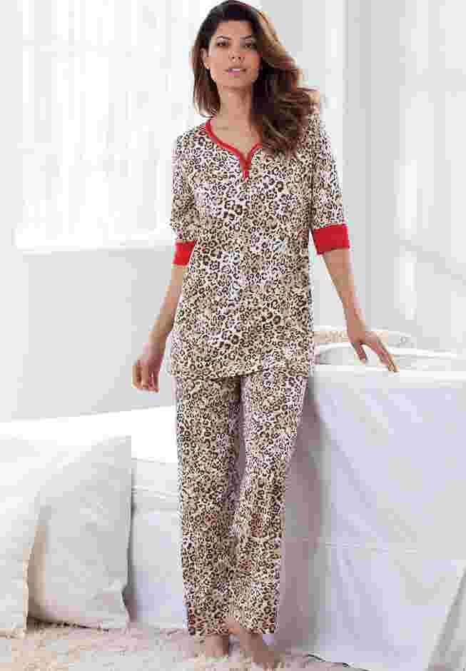 Printed Henley PJ Set image number 3