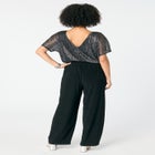 Plus-Size Short Sleeve Lurex Blouson Jumpsuit image number null