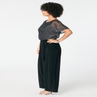 Plus-Size Short Sleeve Lurex Blouson Jumpsuit image number null