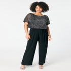 Plus-Size Short Sleeve Lurex Blouson Jumpsuit image number null