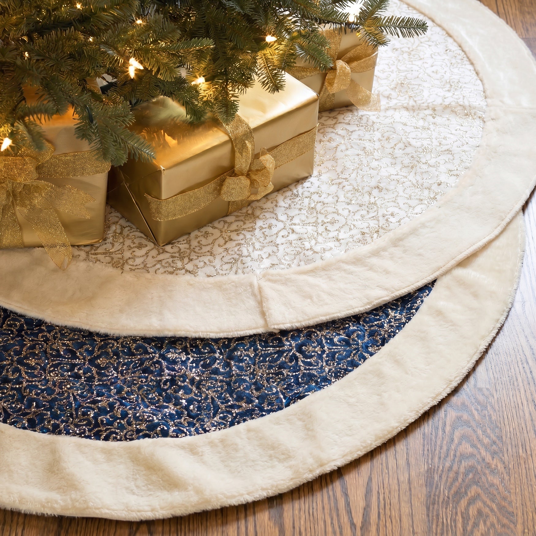 60"D. Embroidered Tree Skirt image number 3