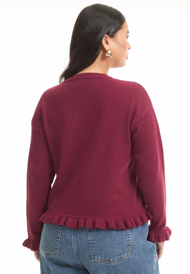 Ruffle Hem Buttoned Sweater image number 1