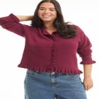 Ruffle Hem Buttoned Sweater image number null