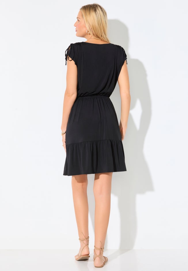 Pack & Go Wrinkle-Resistant V-Neck Short Sleeve Cover Up Dress image number 1