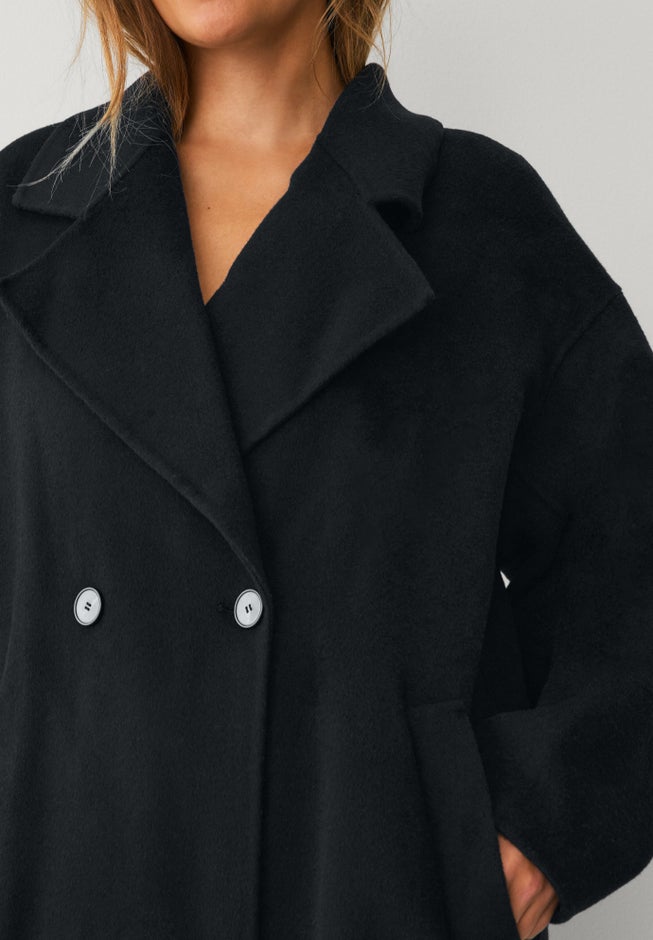Double Breasted Wool Coat With Side Slits image number 3
