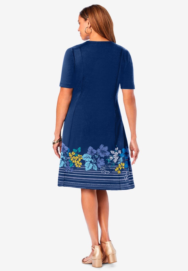 Stretch Ponte Flare Dress image number null