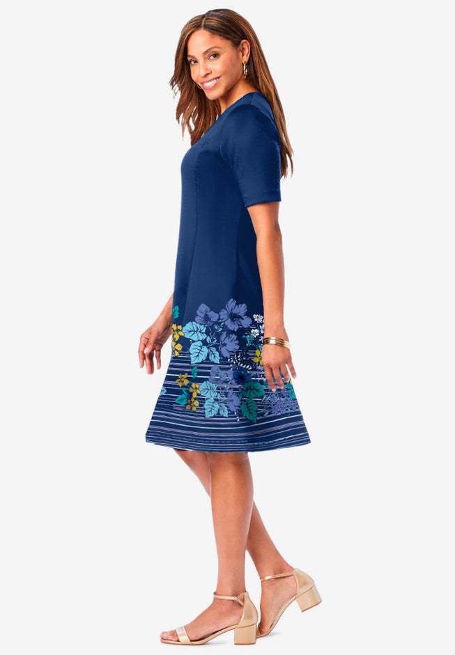 Stretch Ponte Flare Dress image number null