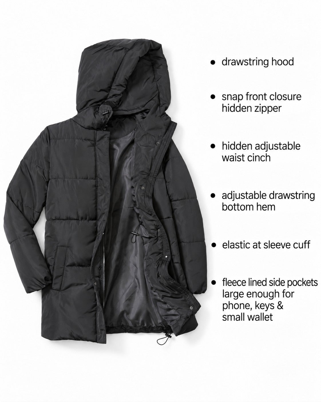 Hooded Drawstring Puffer image number 2