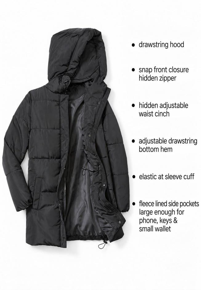 Hooded Drawstring Puffer image number 2
