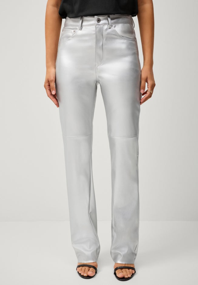 5 Pocket Faux Leather Wide Leg Pants image number 1
