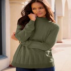 Plus Size Drop Needle Mockneck Lightweight Sweater Knit image number null