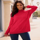 Plus Size Drop Needle Mockneck Lightweight Sweater Knit image number null