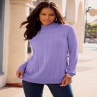 Plus Size Drop Needle Mockneck Lightweight Sweater Knit image number null