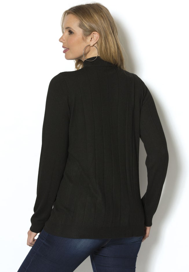 Plus Size Drop Needle Mockneck Lightweight Sweater Knit image number 1