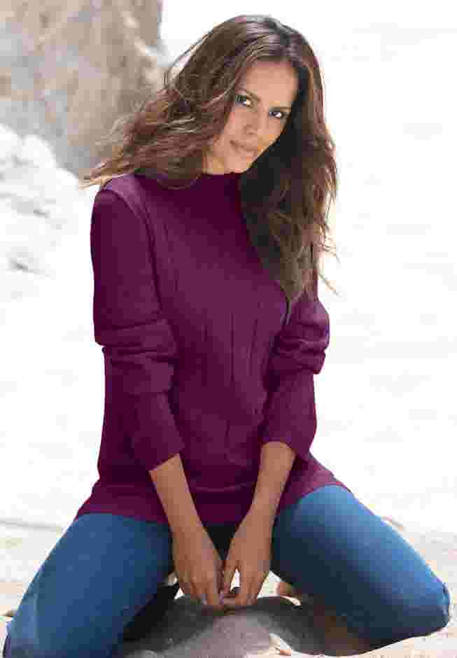 Fine Gauge Drop Needle Mockneck Sweater image number 2