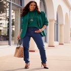 Plus Size Drop Needle Mockneck Lightweight Sweater Knit image number null