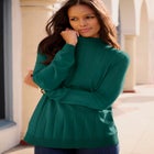 Plus Size Drop Needle Mockneck Lightweight Sweater Knit image number null