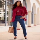 Plus Size Drop Needle Mockneck Lightweight Sweater Knit image number 1